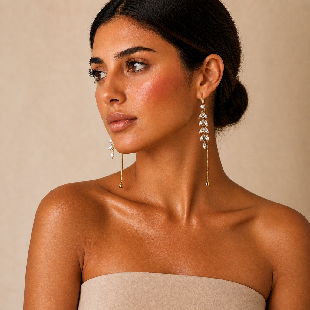 ARETES LEAF ZIRCONIA CHAIN GOLD