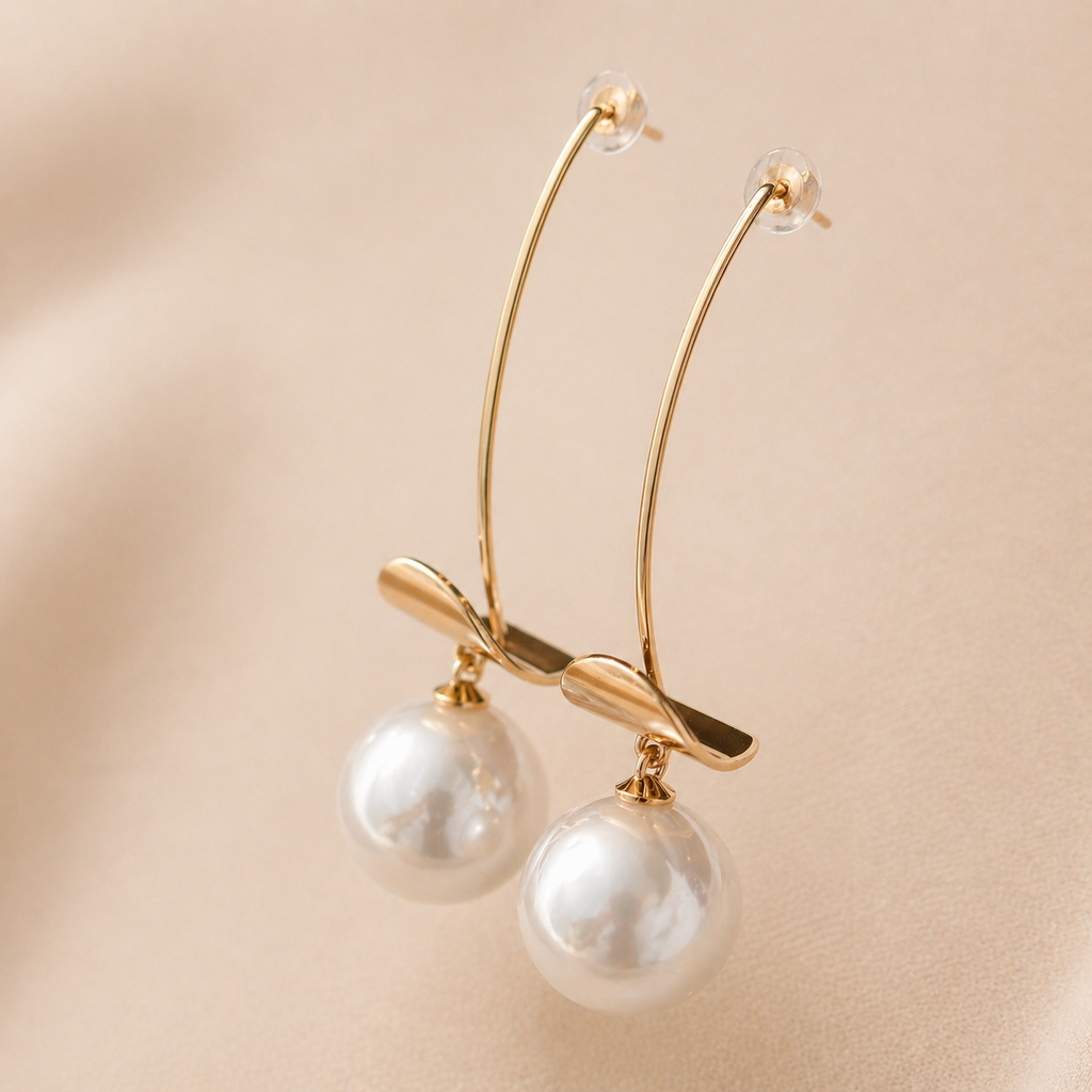 ARETES PEARL DROP GOLD