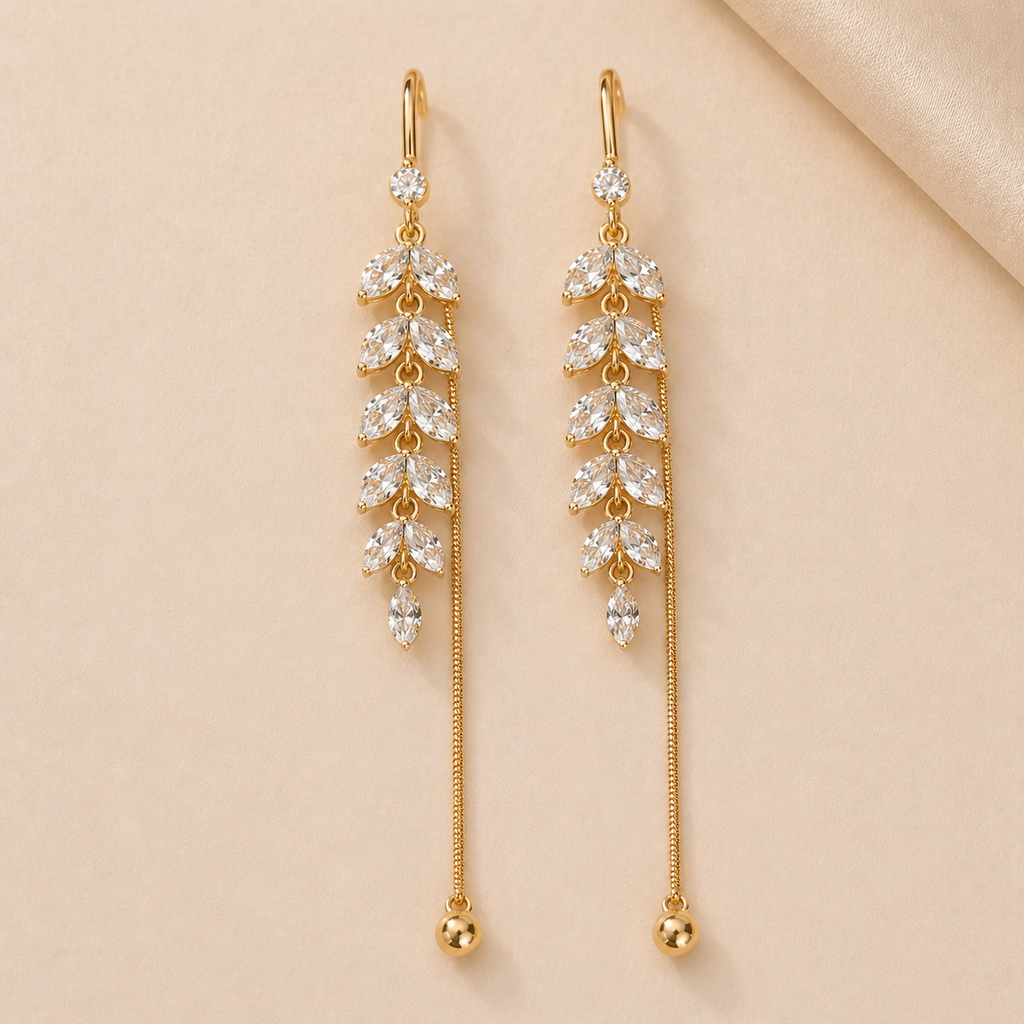 ARETES LEAF ZIRCONIA CHAIN GOLD