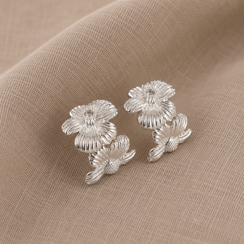 Aretes argolla trenzada plateada